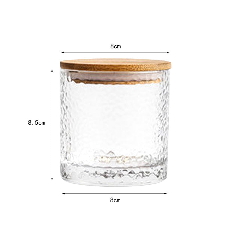 Premium Hammered Glass Storage Jar with Wooden Lid