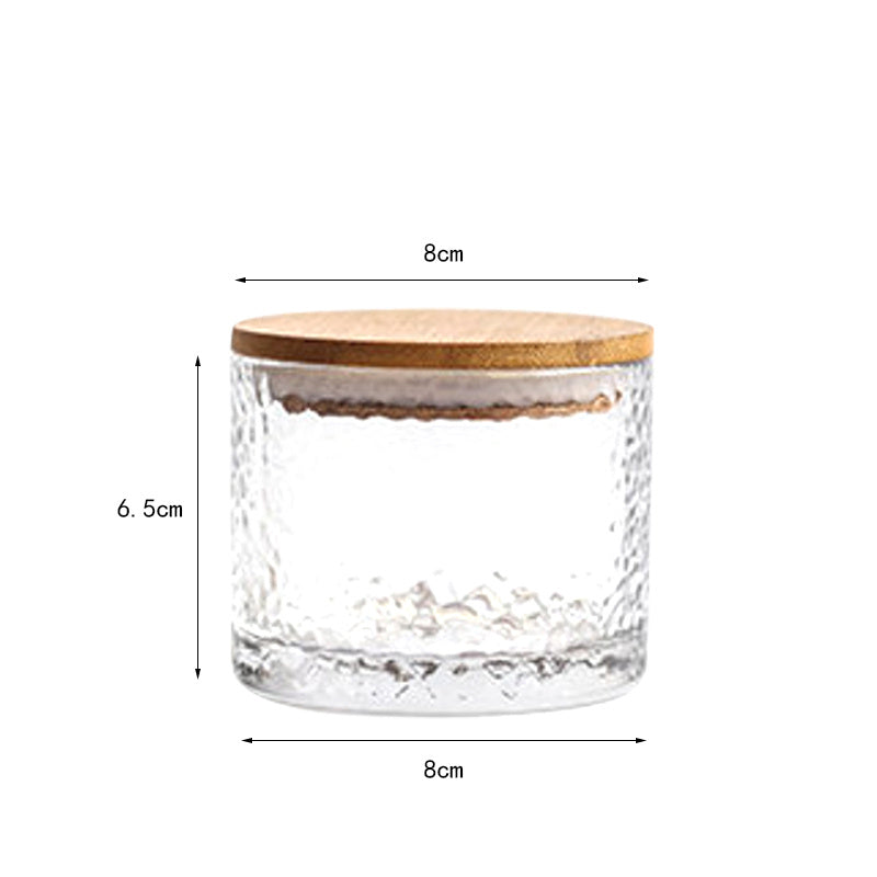Premium Hammered Glass Storage Jar with Wooden Lid