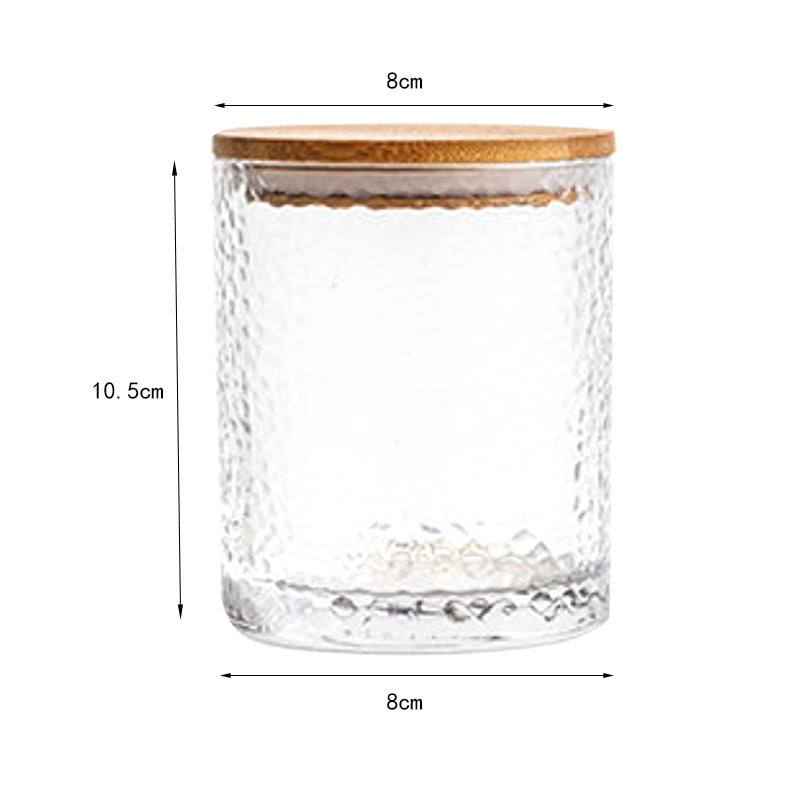 Premium Hammered Glass Storage Jar with Wooden Lid