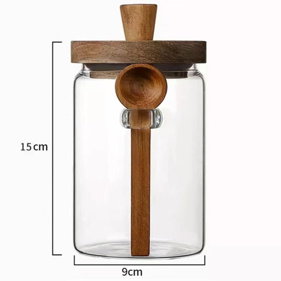 Glass Pantry Jar with Wooden Spoon
