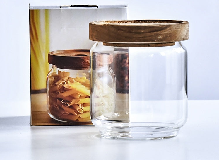 Premium Glass Storage Jars with Wooden Lid