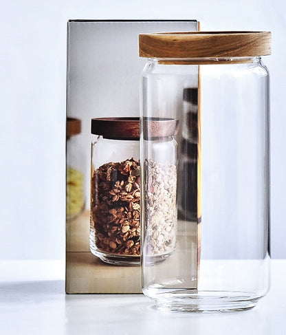 Premium Glass Storage Jars with Wooden Lid