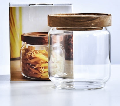 Premium Glass Storage Jars with Wooden Lid