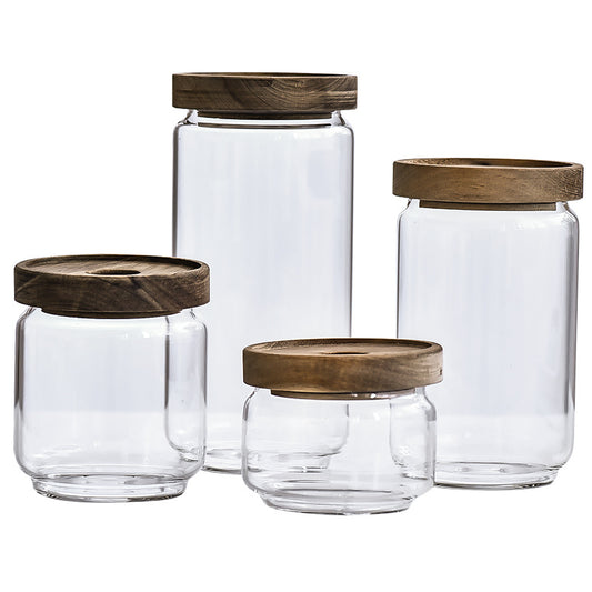 Premium Glass Storage Jars with Wooden Lid