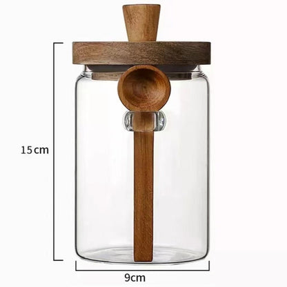 Glass Pantry Jar with Wooden Spoon