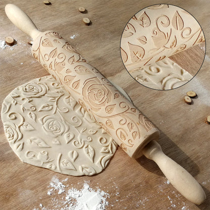 Garden Print Wooden Rolling Pin