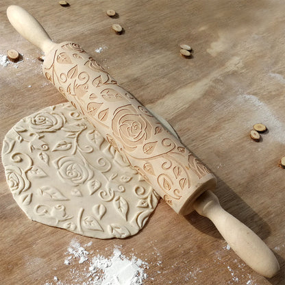 Garden Print Wooden Rolling Pin